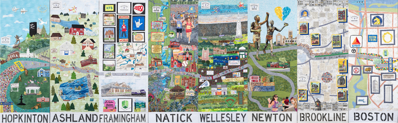 "Go the Distance" Boston Marathon Polyptych Quilt - Marathon Quilters